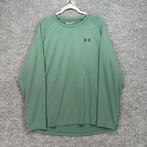 Under Armour Long Sleeve Shirt Men XL Green Loose Fit Performance Tech Tshirt